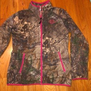 Real Tree Camo Pink edges Fleese Jacket Zip Up